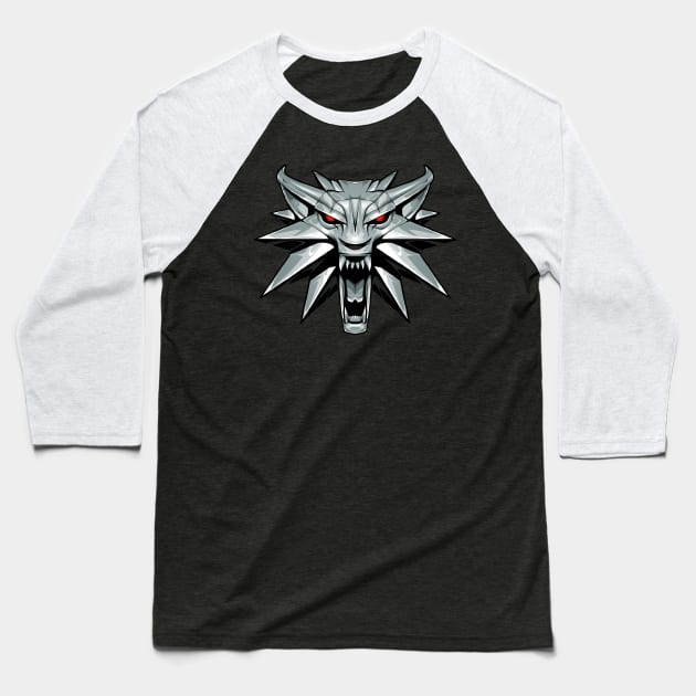White Wolf Head Baseball T-Shirt by nabakumov